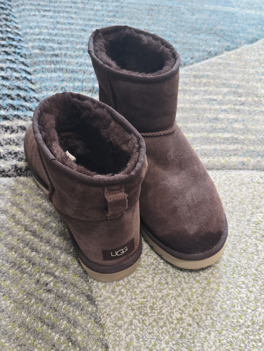 UGG Short Shearling Suede Boots in Dark Brown